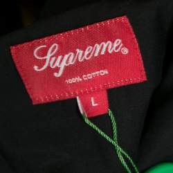 Pre Owned Supreme Automobili Lamborghini Black Logo Printed Cotton Short Sleeve Shirt L