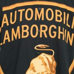 Pre Owned Supreme Automobili Lamborghini Black Logo Printed Cotton Short Sleeve Shirt L