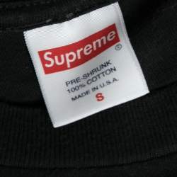 Supreme Black Cotton Logo Printed Crew Neck T-Shirt S