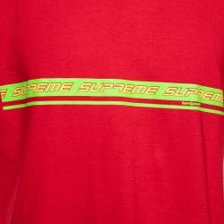 Supreme Red Cotton Logo Print Oversized T-Shirt M