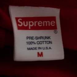 Supreme Red Cotton Logo Print Oversized T-Shirt M