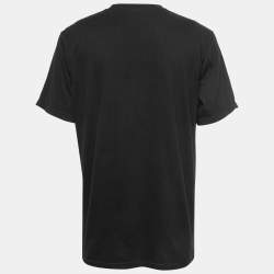 Pre Owned Supreme Black Logo Print Cotton Crew Neck Half Sleeve T-Shirt L