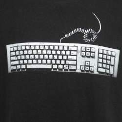 Supreme Black Keyboard Print Cotton Crew Neck Half Sleeve T-Shirt L