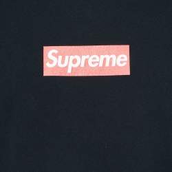 Supreme Black Logo Print Pre-Shrunk Cotton Half Sleeve T-Shirt L