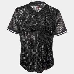 Supreme Black Logo Applique Mesh Sheer T-Shirt M