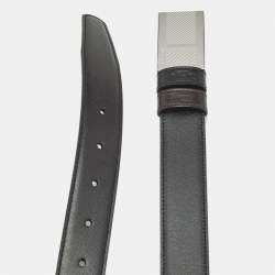 Pre Owned S.T. Dupont Black/Brown Leather Cut to Size Reversible Belt 