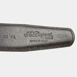 Pre Owned S.T. Dupont Black/Brown Leather Cut to Size Reversible Belt 