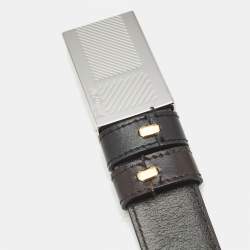 Pre Owned S.T. Dupont Black/Brown Leather Cut to Size Reversible Belt 