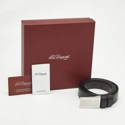 Pre Owned S.T. Dupont Black/Brown Leather Cut to Size Reversible Belt 