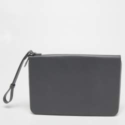S.T.Dupont Grey/Black Leather Zip Aound Travel Organizer 