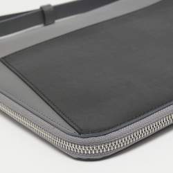 S.T.Dupont Grey/Black Leather Zip Aound Travel Organizer 