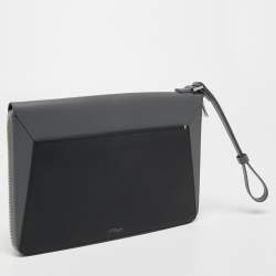 S.T.Dupont Grey/Black Leather Zip Aound Travel Organizer 