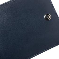 Pre Owned S.T. Dupont Navy Blue Leather Bifold Wallet