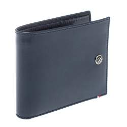 Pre Owned S.T. Dupont Navy Blue Leather Bifold Wallet