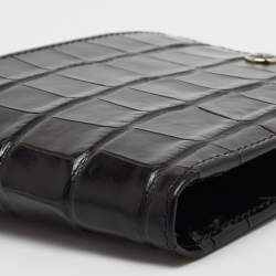 S.T. Dupont Black Croc Embossed Leather Bifold Wallet