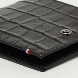 S.T. Dupont Black Croc Embossed Leather Bifold Wallet