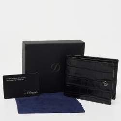 S.T. Dupont Black Croc Embossed Leather Bifold Wallet