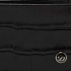 S.T. Dupont Black Croc Embossed Leather Bifold Wallet