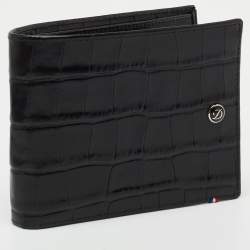 S.T. Dupont Black Croc Embossed Leather Bifold Wallet