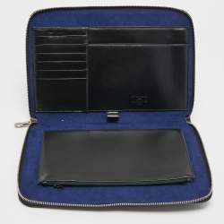 S.T.Dupont Black Embossed Leather Dandy Wristlet Pouch