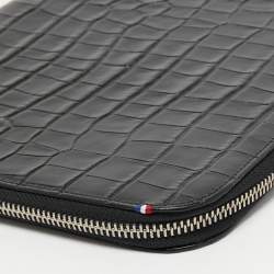 S.T.Dupont Black Embossed Leather Dandy Wristlet Pouch