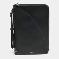 S.T.Dupont Black Leather Wristlet Pouch
