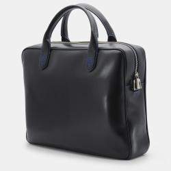 S.T. Dupont Derby Black Leather Portfolio Laptop Briefcase