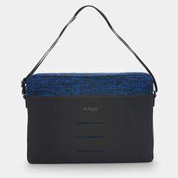 S.T. Dupont Jet Millennium Black And Blue Rubber And Canvas Messenger Bag