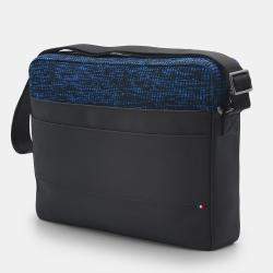 S.T. Dupont Jet Millennium Black And Blue Rubber And Canvas Messenger Bag