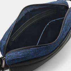 S.T. Dupont Jet Millennium Black And Blue Rubber And Canvas Messenger Bag