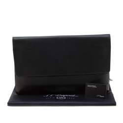 Pre Owned S.T. Dupont Black Leather Sleeve Slim Pochette