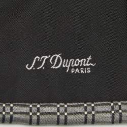 Pre Owned S.T. Dupont Grey Geometric Pattern Tie