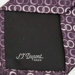 Pre Owned S.T. Dupont Purple Circle Pattern Silk Tie