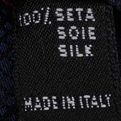 Pre Owned S.T. Dupont Navy Blue Geometric Patterned Silk Jacquard Traditional Tie