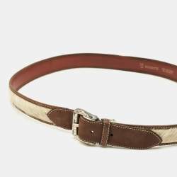 مملوكة مسبقًا S.T. Dupont Buckle Belt Brown/Off White Calfhair and Leather