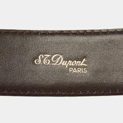 Pre Owned S.T. Dupont Cut to Size Plague Buckle Belt 90 CM Dark Brown Leather