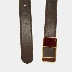 Pre Owned S.T. Dupont Cut to Size Plague Buckle Belt 90 CM Dark Brown Leather