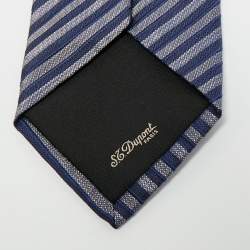 مملوكة مسبقًا S.T. Dupont Blue Diagonal Striped Silk Tie