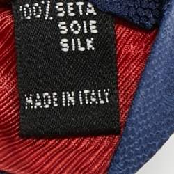 Pre Owned S.T. Dupont Blue Patterned Silk Tie