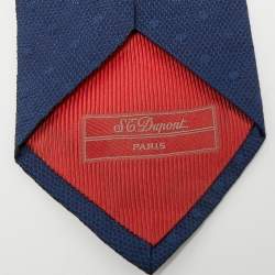 Pre Owned S.T. Dupont Blue Patterned Silk Tie