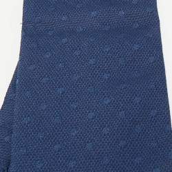 Pre Owned S.T. Dupont Blue Patterned Silk Tie