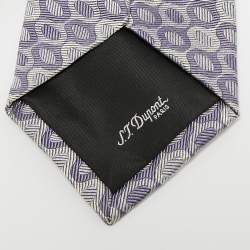 مملوكة مسبقًا ربطة عنق إس تي ديبونت حرير مخطط مائل أزرق