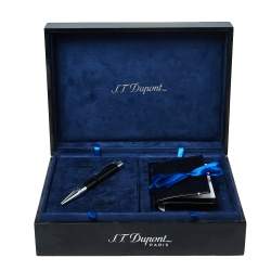 S.T. Dupont Black Line D Leather Card Holder and BallPoint Pen Set