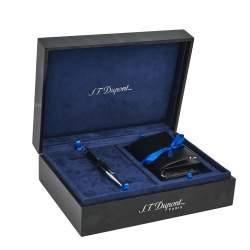S.T. Dupont Black Line D Leather Bifold Card Holder and BallPoint Pen Set