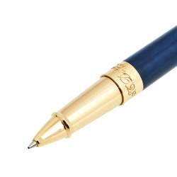S.T. Dupont Line D Blue Natural Lacquer Gold Finish Rollerball Pen