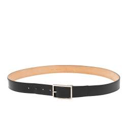 S.T. Dupont Black Textured Leather Buckle Belt 110CM