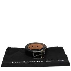 S.T. Dupont Black Textured Leather Buckle Belt 110CM