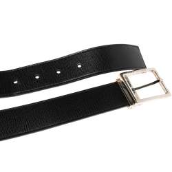 S.T. Dupont Black Textured Leather Buckle Belt 110CM