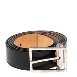 S.T. Dupont Black Textured Leather Buckle Belt 110CM