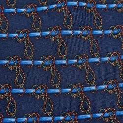 S.T. Dupont Vintage Blue Printed Silk Jacquard Tie